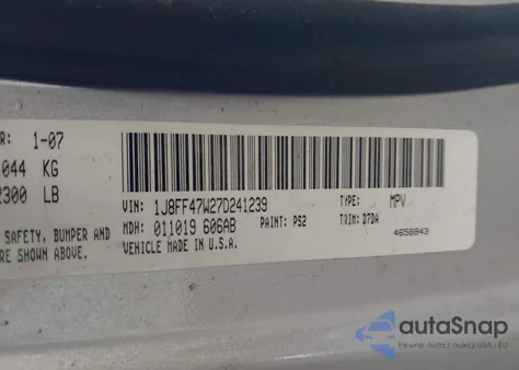 2007 Jeep Compass Sport from USA, damaged, VIN 1J8FF47W27D241239